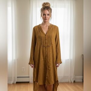 Chic FREEZE PEOPLE ONE Long Sleeve Mustard Dress Size XS